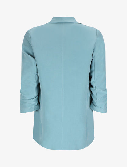 Blazer coupe droite à manches 3/4 froncées - Turquoise - 2