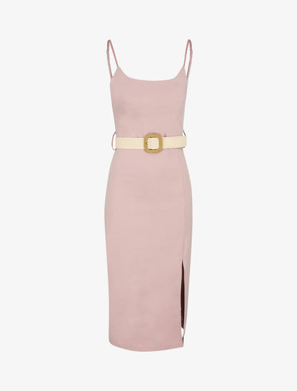 Robe mi-longue fendue - Rose - 1
