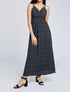 Robe longue empire à bretelles imprimé fleurs des champs - Noir - 1