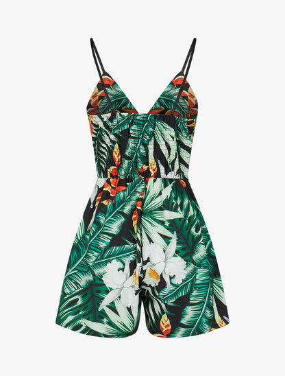 Combishort à imprimé tropical - Noir - 2