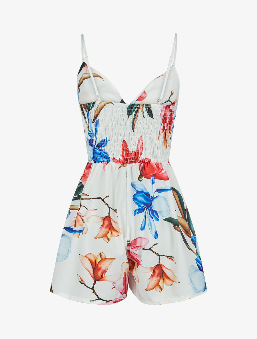 Combishort à imprimé floral - Blanc - 2