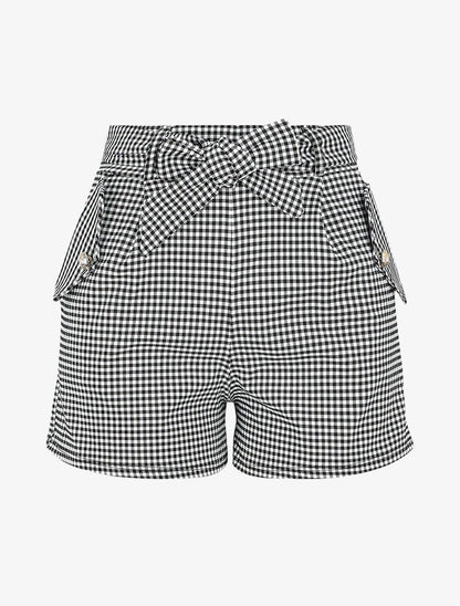 Short à imprimé vichy - Noir - 1