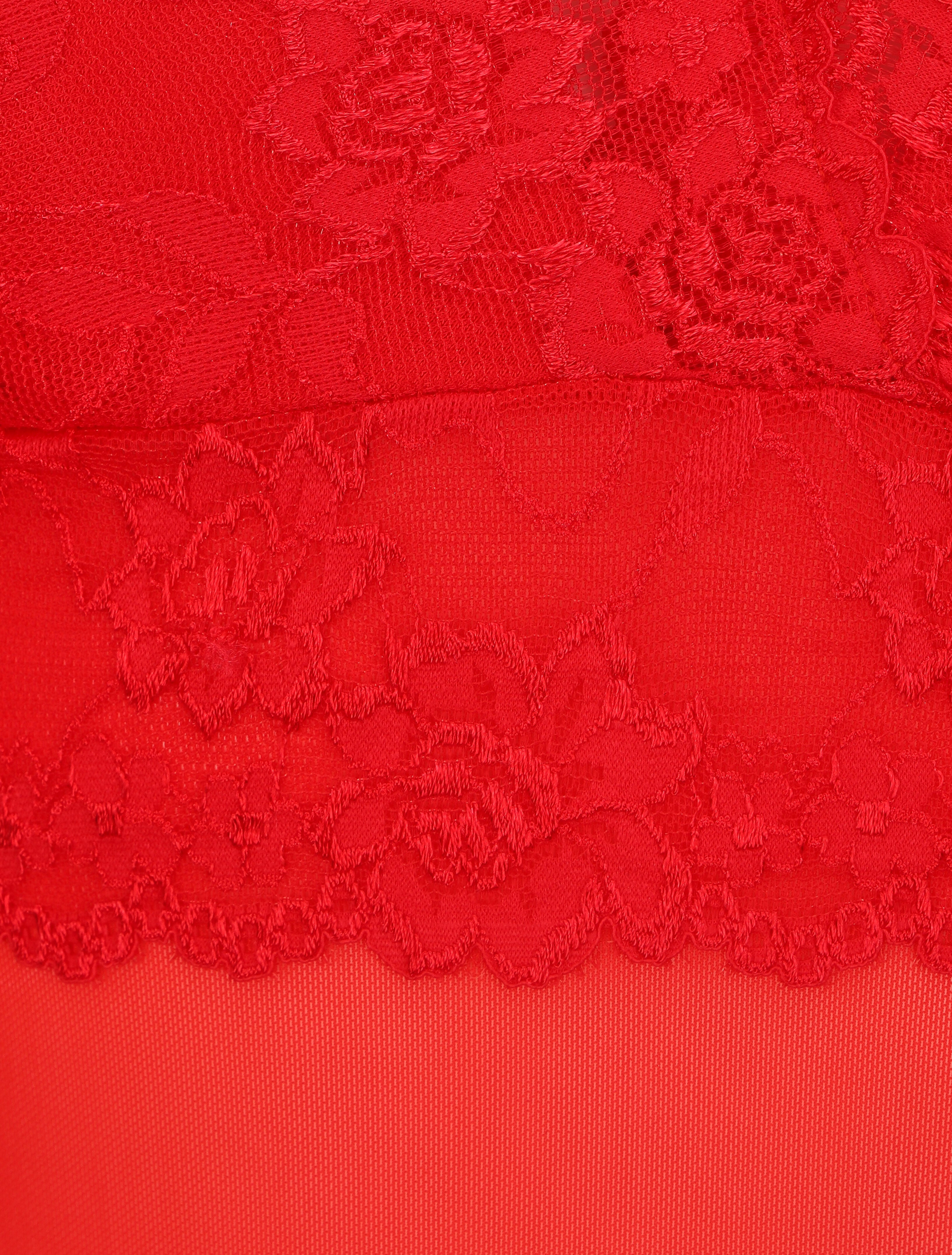 Body uni en dentelle - Rouge - 3
