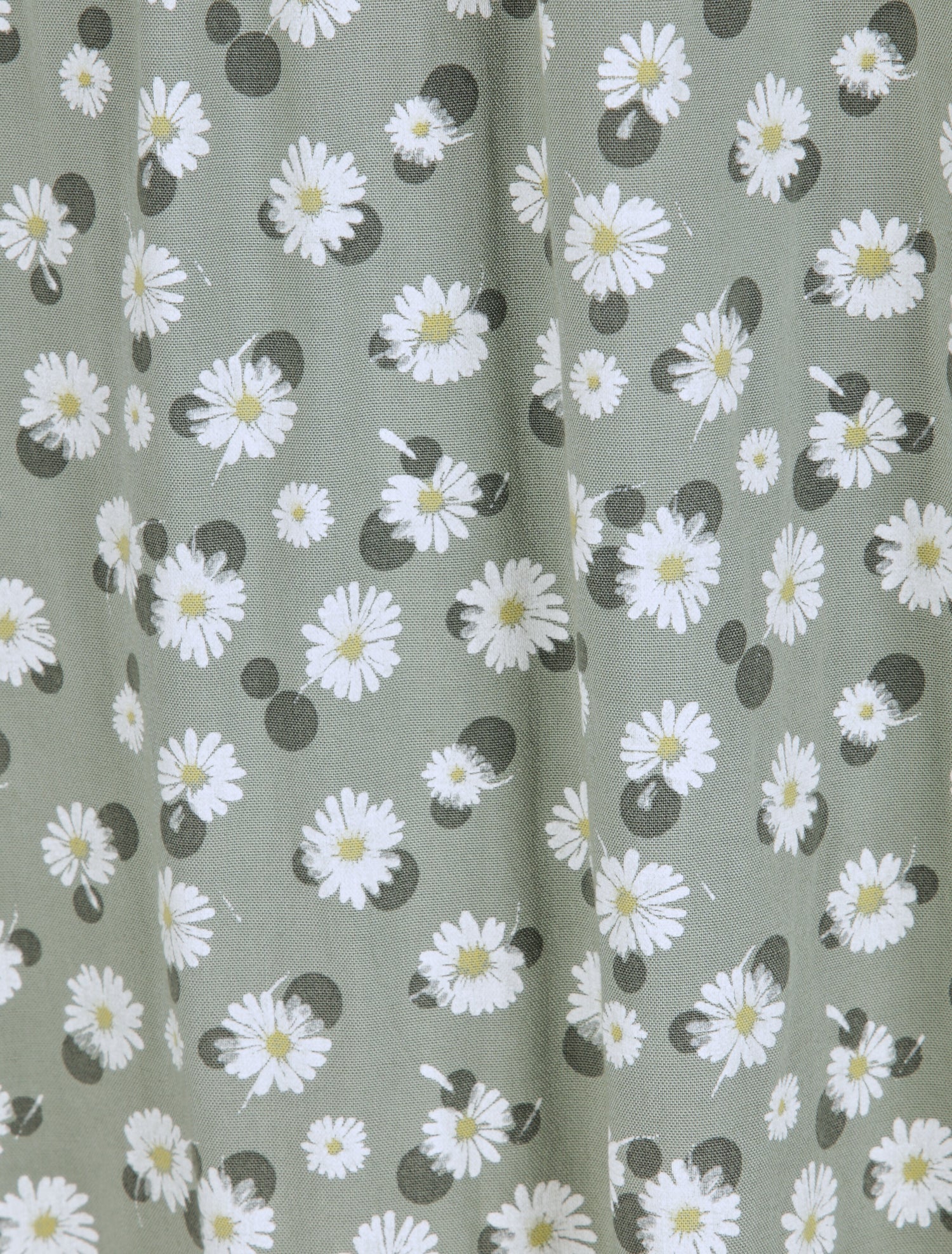 Robe longue empire à bretelles imprimé marguerites - Vert olive - 4