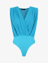Body bi-matière à col cache-coeur - Bleu ciel - 1