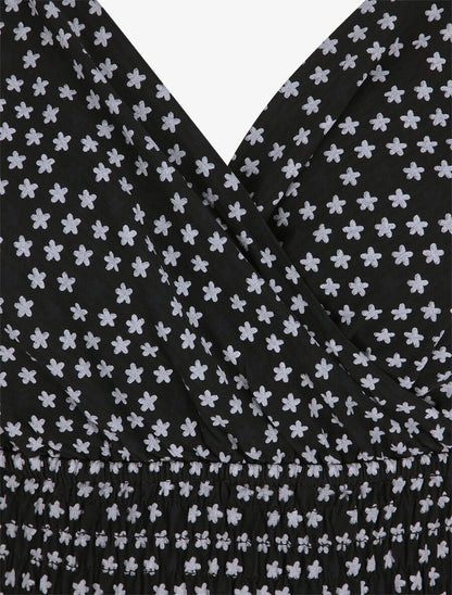 Robe empire mi-longue imprimé floral - Noir - 3