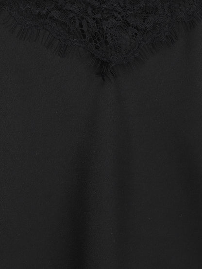 Caraco satiné à dentelle - Noir - 3