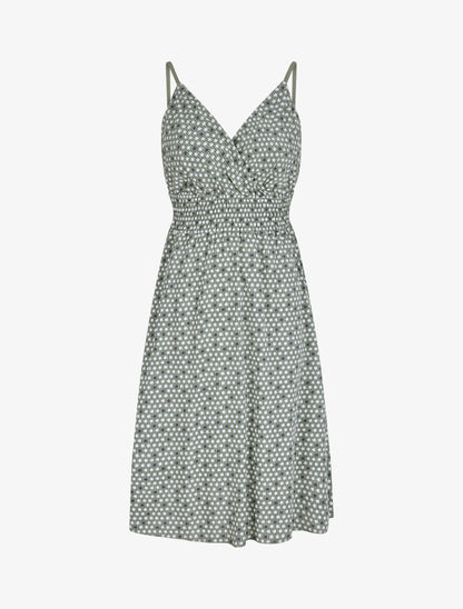 Robe empire mi-longue imprimé floral - Vert olive - 1