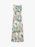 Robe longue col V torsadé imprimé tropical - Blanc - 1