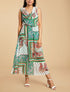 Robe longue col bénitier imprimé cachemire - Vert - 1