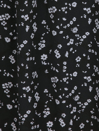 Robe empire mi-longue imprimé fleurs des champs - Noir - 4