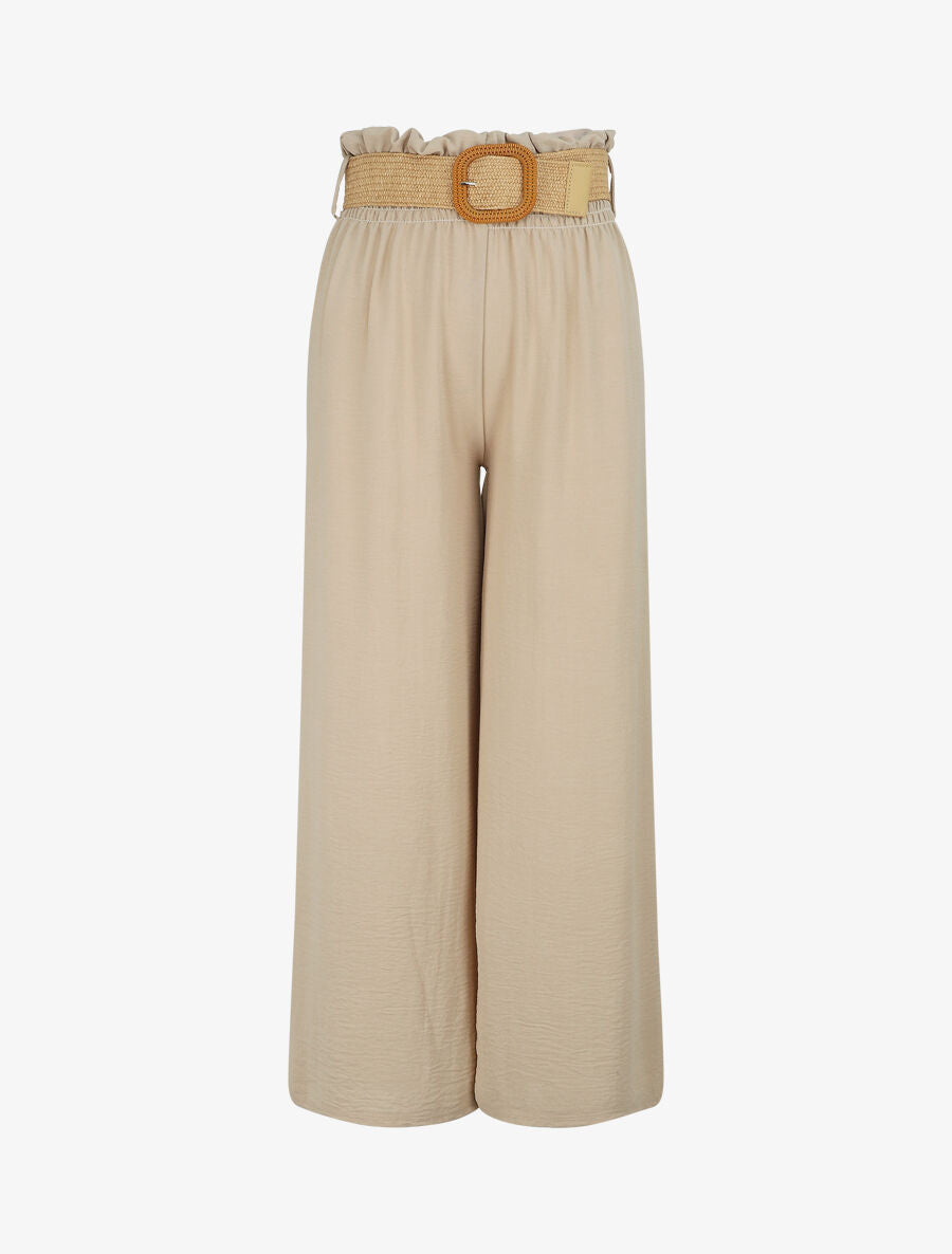Pantalon ample à taille élastiquée - Beige - 5