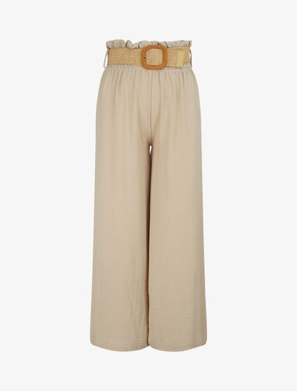 Pantalon ample à taille élastiquée - Beige - 5