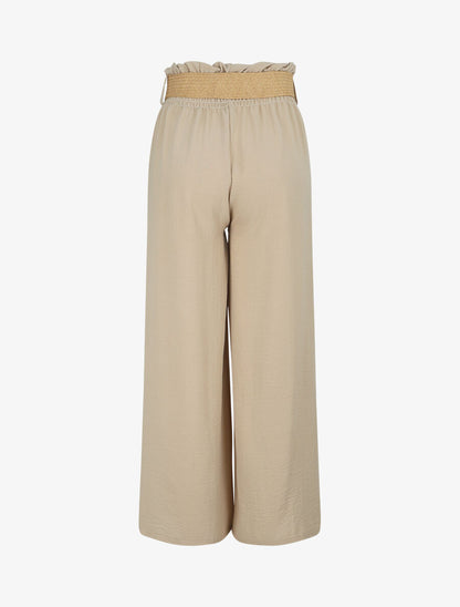 Pantalon ample à taille élastiquée - Beige - 2