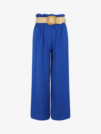 Pantalon ample à taille élastiquée - Bleu électrique - 1