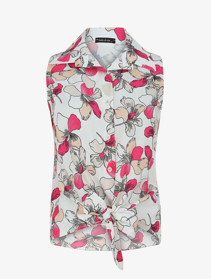 Blouse sans manches à liens à nouer - Blanc - 4