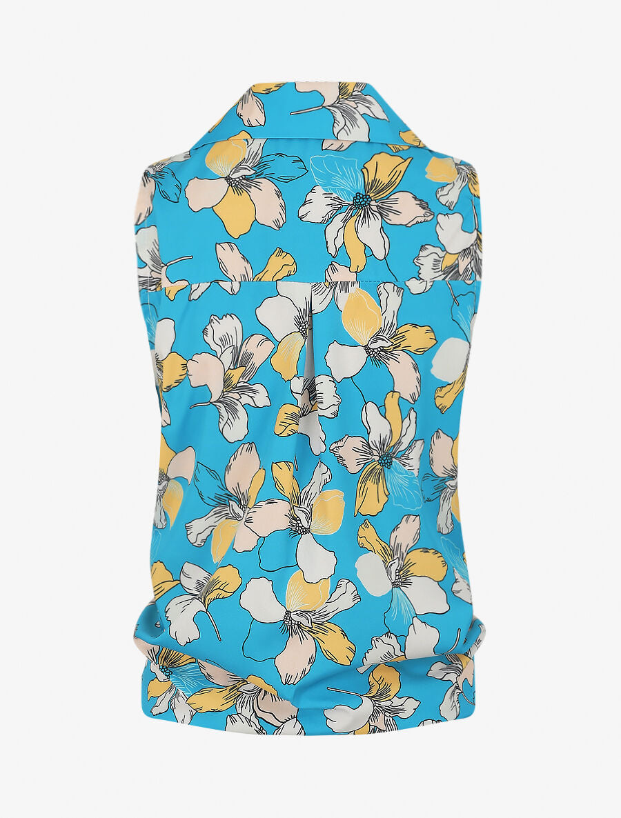 Blouse sans manches à liens à nouer - Bleu - 2