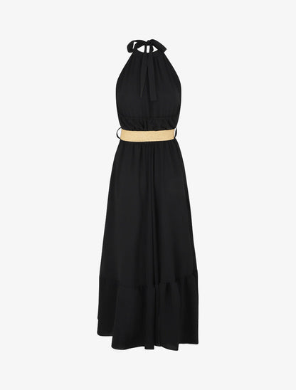 Robe longue unie dos nu - Noir - 2