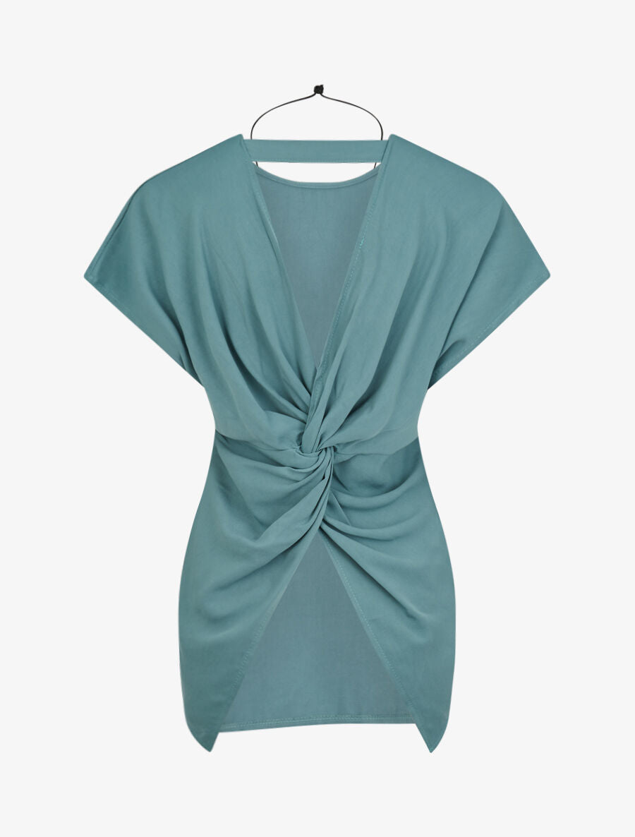 Top oversize à dos ouvert et torsadé - Bleu clair - 2