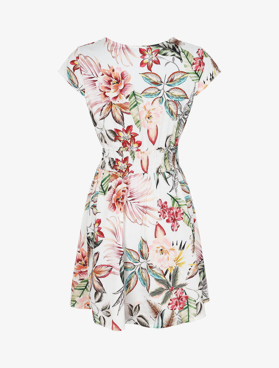 Robe mi-longue à imprimé floral - Blanc - 2