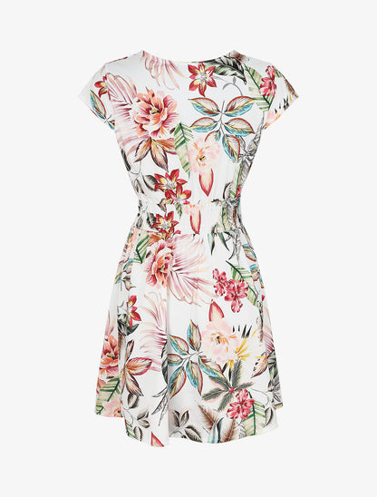 Robe mi-longue à imprimé floral - Blanc - 2