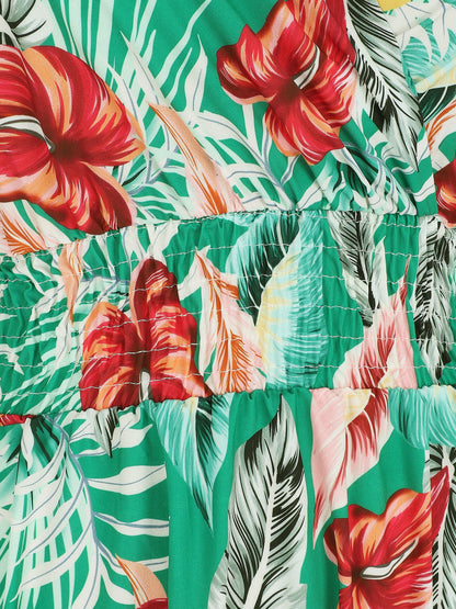 Robe longue à imprimé floral - Vert - 3