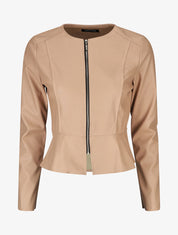 Veste zippée en simili - Beige - 4