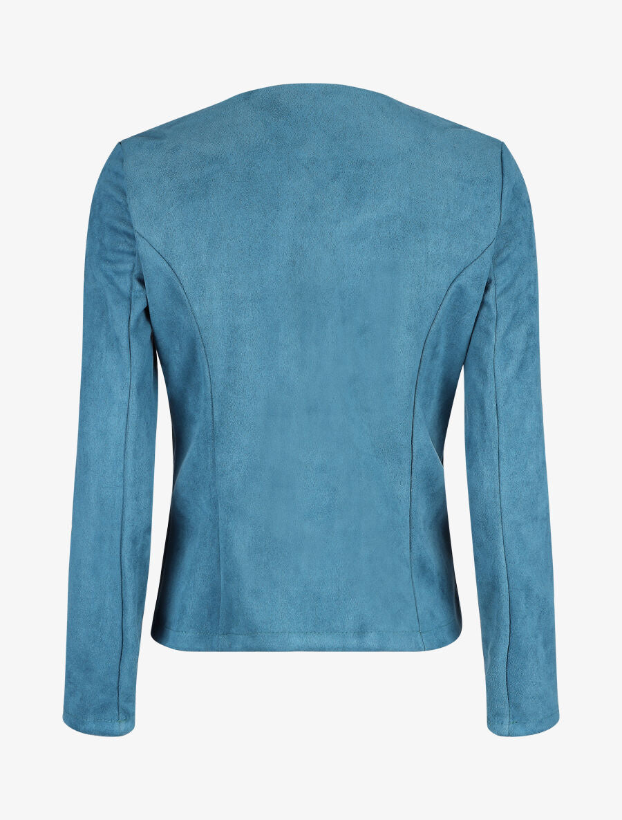 Veste ouverte effet daim - Bleu - 2