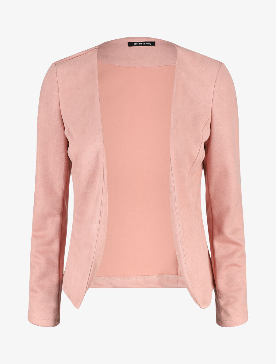 Veste ouverte effet daim - Rose - 1
