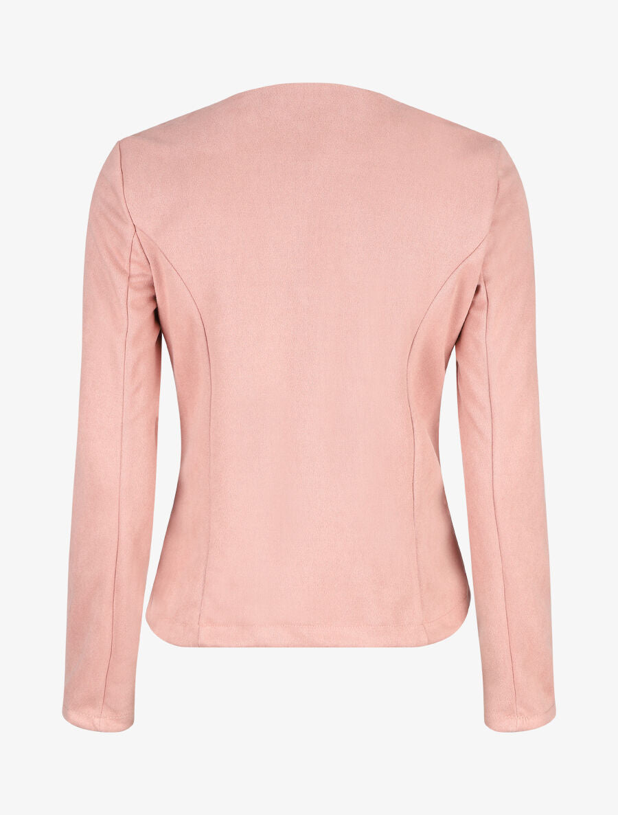 Veste ouverte effet daim - Rose - 2