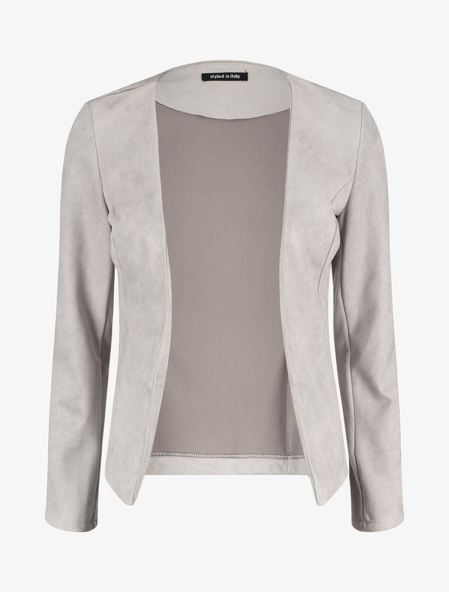 Veste ouverte effet daim - Gris clair - 4