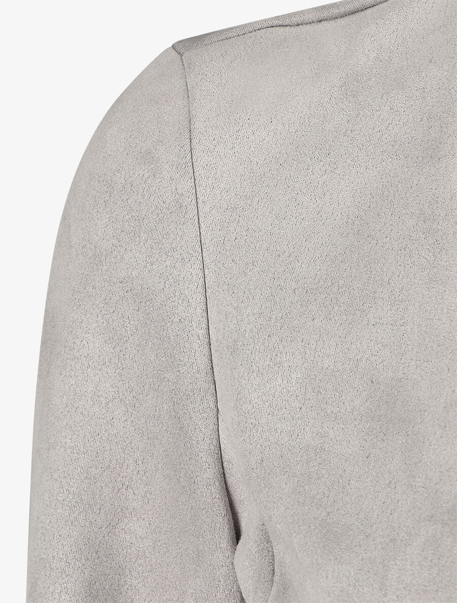 Veste ouverte effet daim - Gris clair - 3