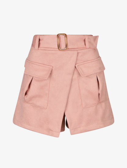 Jupe short en suédine - Rose - 1