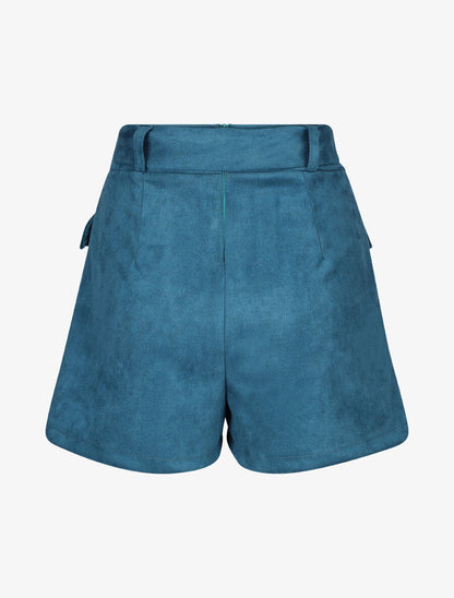 Jupe short en suédine - Bleu - 2
