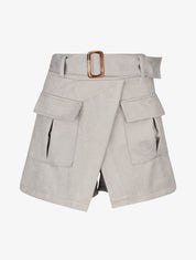 Jupe short en suédine - Gris clair - 1