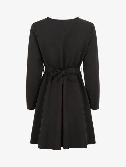Robe uni à col cache-coeur - Noir - 2