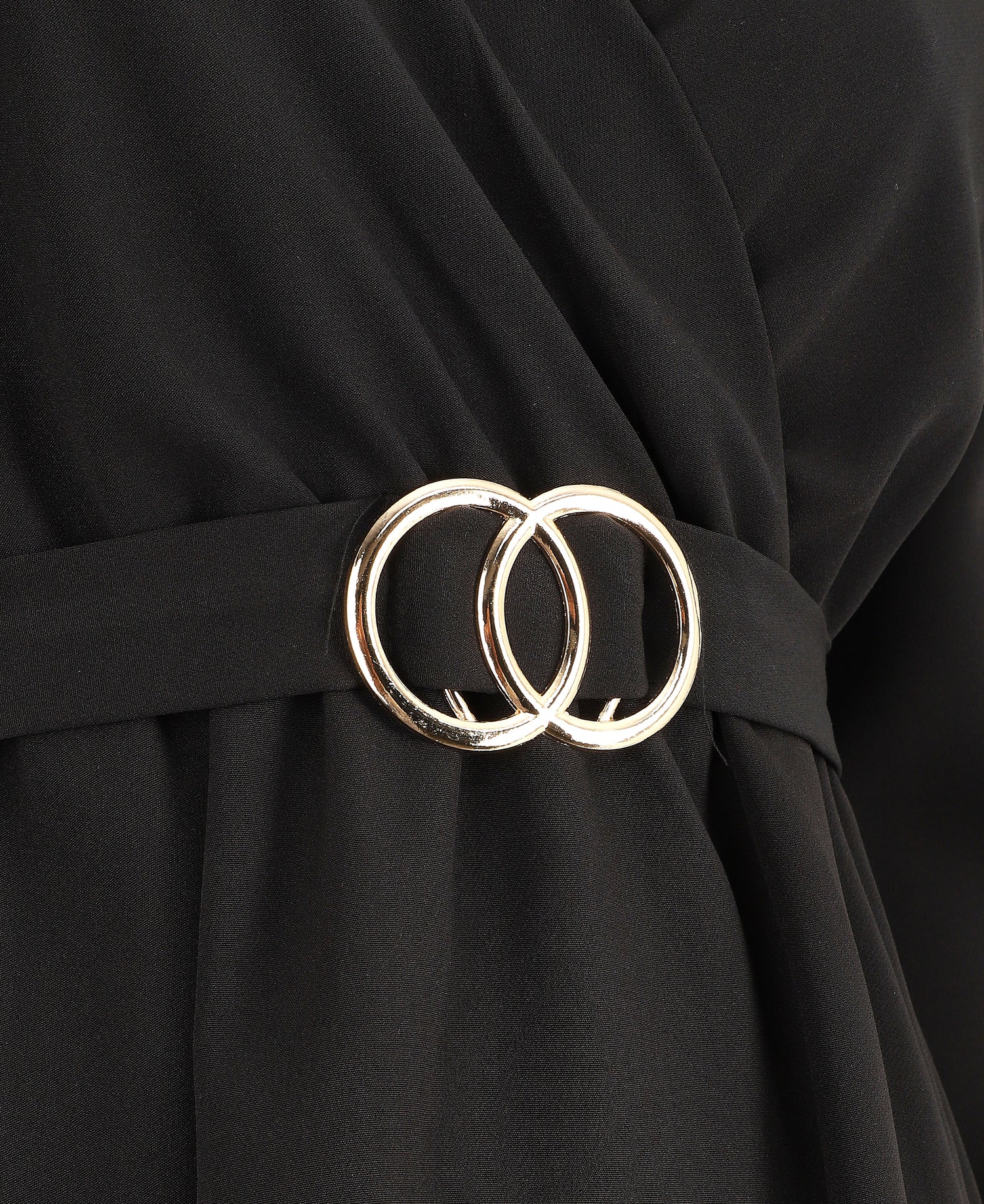Robe uni à col cache-coeur - Noir - 3