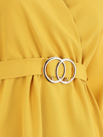Robe uni à col cache-coeur - Jaune - 3