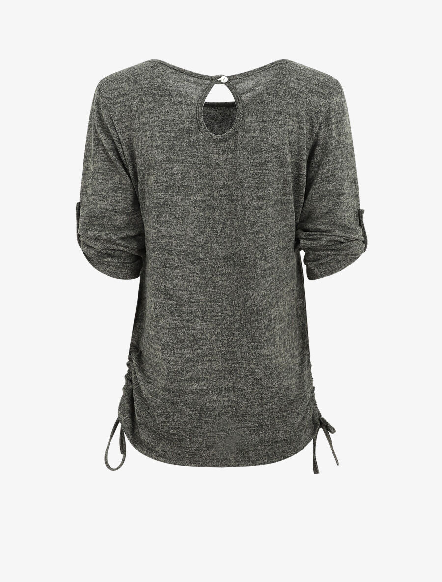 Pull ample à flocage V léopard - Vert olive - 2