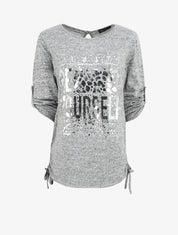 Pull ample à flocage Always be yourself - Gris - 4