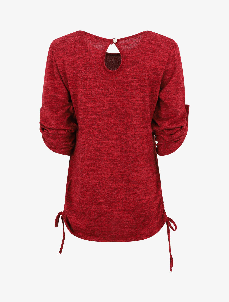 Pull ample à flocage Always be yourself - Rouge - 2