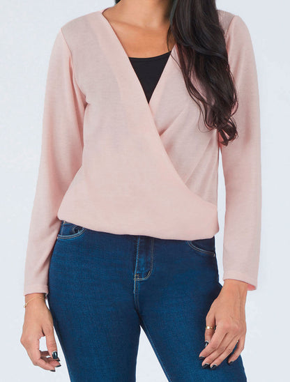 Pull cache-coeur doublé - Rose - 4
