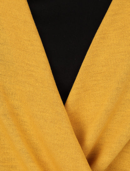 Pull cache-coeur doublé - Moutarde - 3