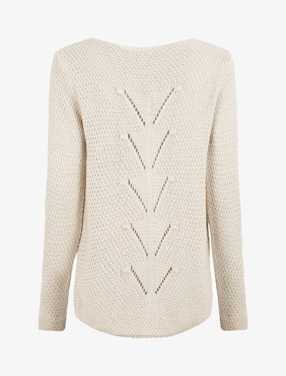 Pull droit à col rond - Beige - 2