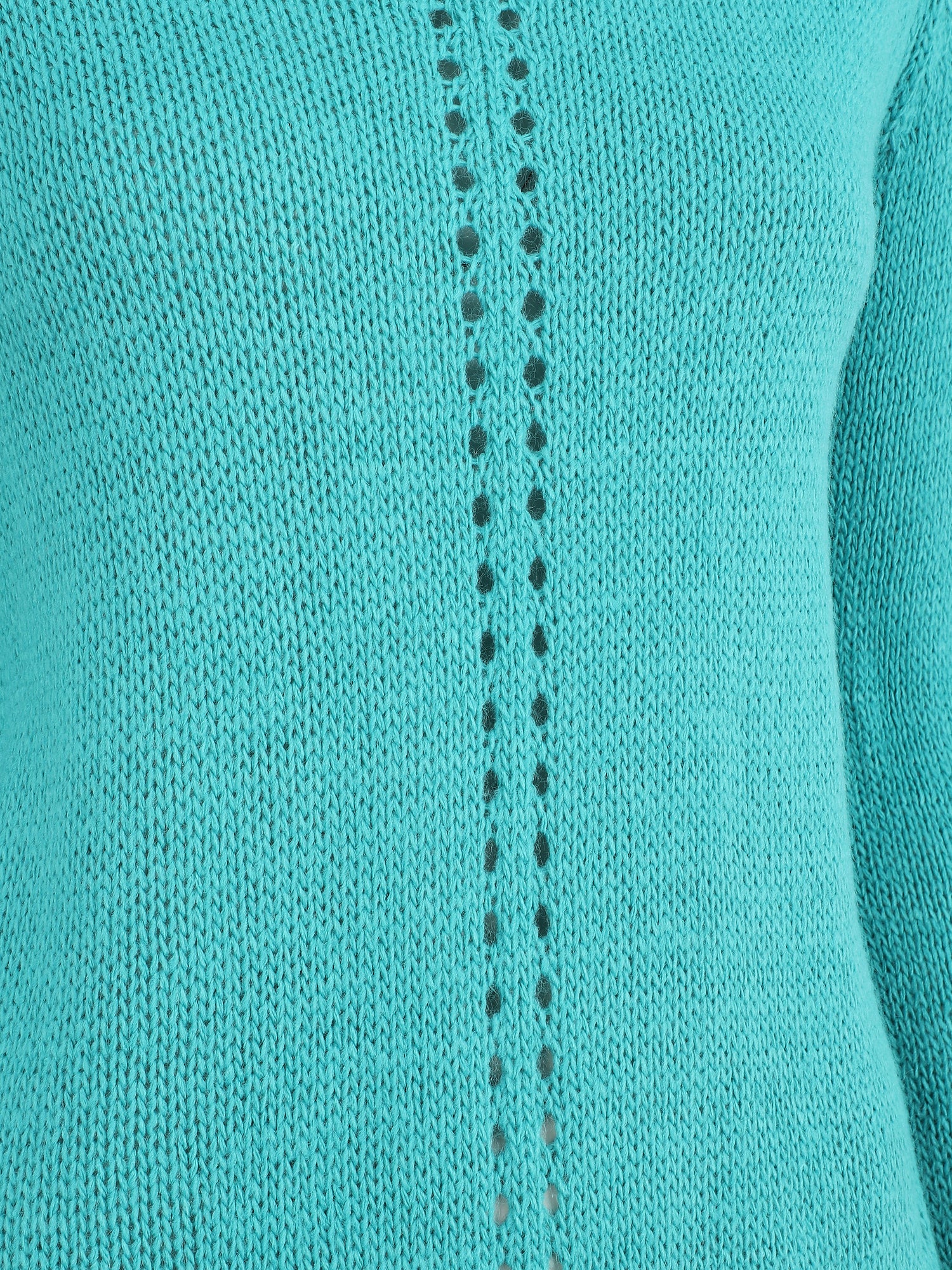Pull droit dos en maille stylisée - Turquoise - 3