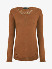 Pull droit dos en maille stylisée - Camel - 1