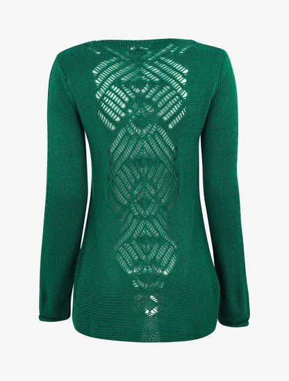 Pull droit dos en maille stylisée - Vert - 2