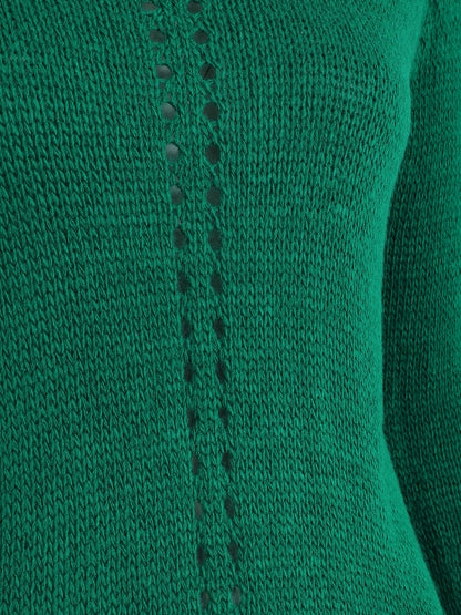 Pull droit dos en maille stylisée - Vert - 3