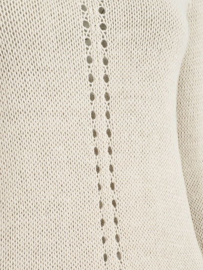 Pull droit dos en maille stylisée - Beige - 3