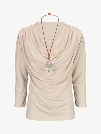 Top uni col bénitier - Beige - 5